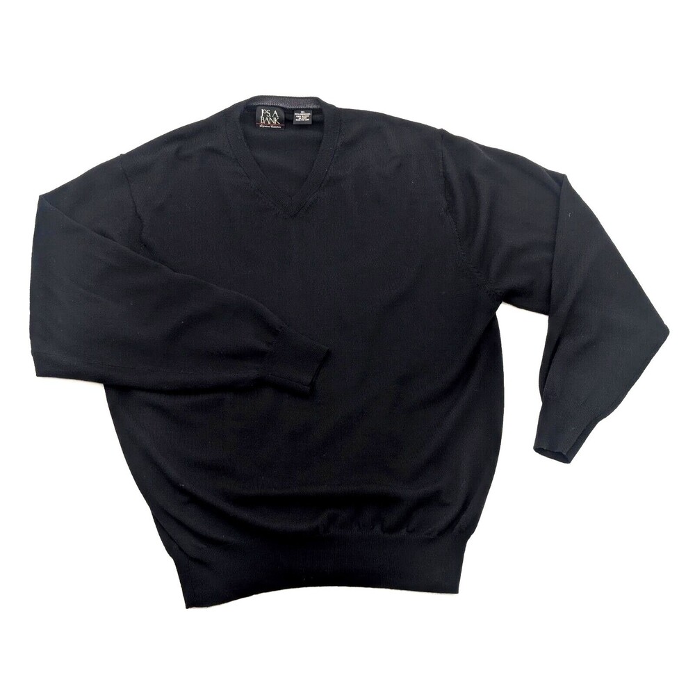 Joseph A Bank 100% Merino Wool V-Neck Black Sweater Men's Size XL
